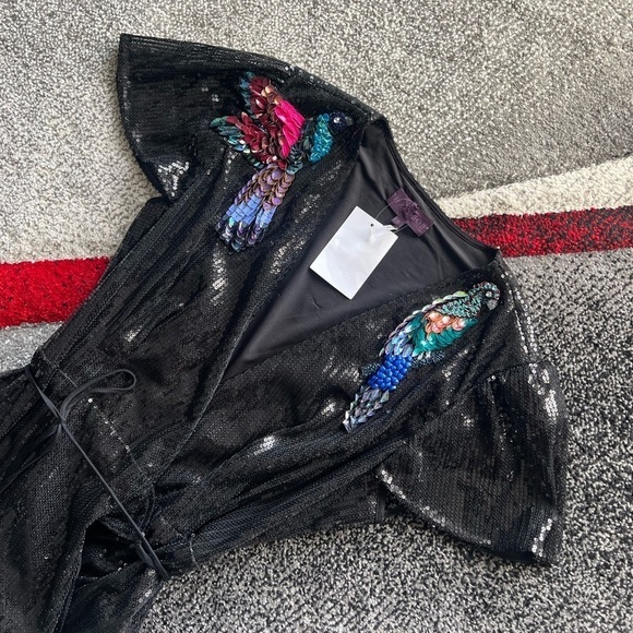 Hale Bob Navina Sequined Wrap Bird Dress - Picture 5 of 9